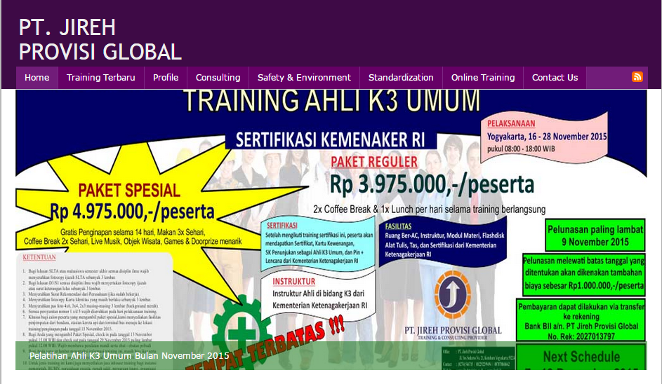 Training Internet Marketing PT Jireh Provisi Global K3 Kesehatan dan Keselamatan Kerja